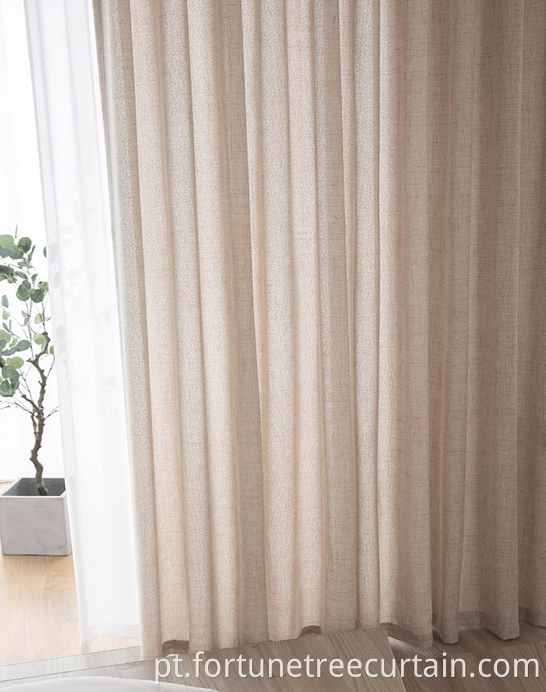 Environment-friendly Flax Checked Sheer Curtain